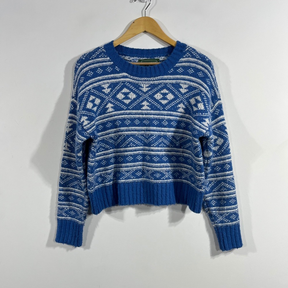 American Eagle Nordic Fair Isle Knit Folk Sweater Women XS Crew Neck Cottagecore